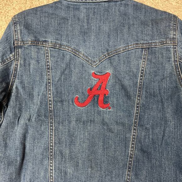 Wrangler Retro Alabama Crimson Tide Trucker Western Denim Jacket Womens Medium - Picture 7 of 9